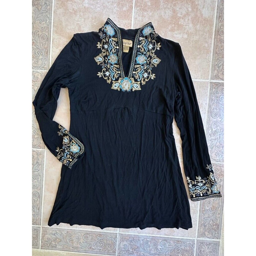 Midnight velvet Long‎ sleeve Tunic Dress printed Size L